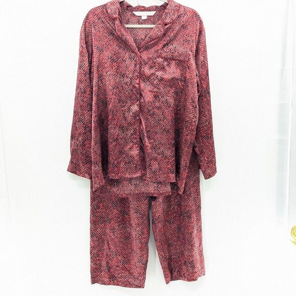 Victoria’s Secret Vintage Red Snake Print Silky Pajamas Sleep Set Size Medium - Picture 1 of 11